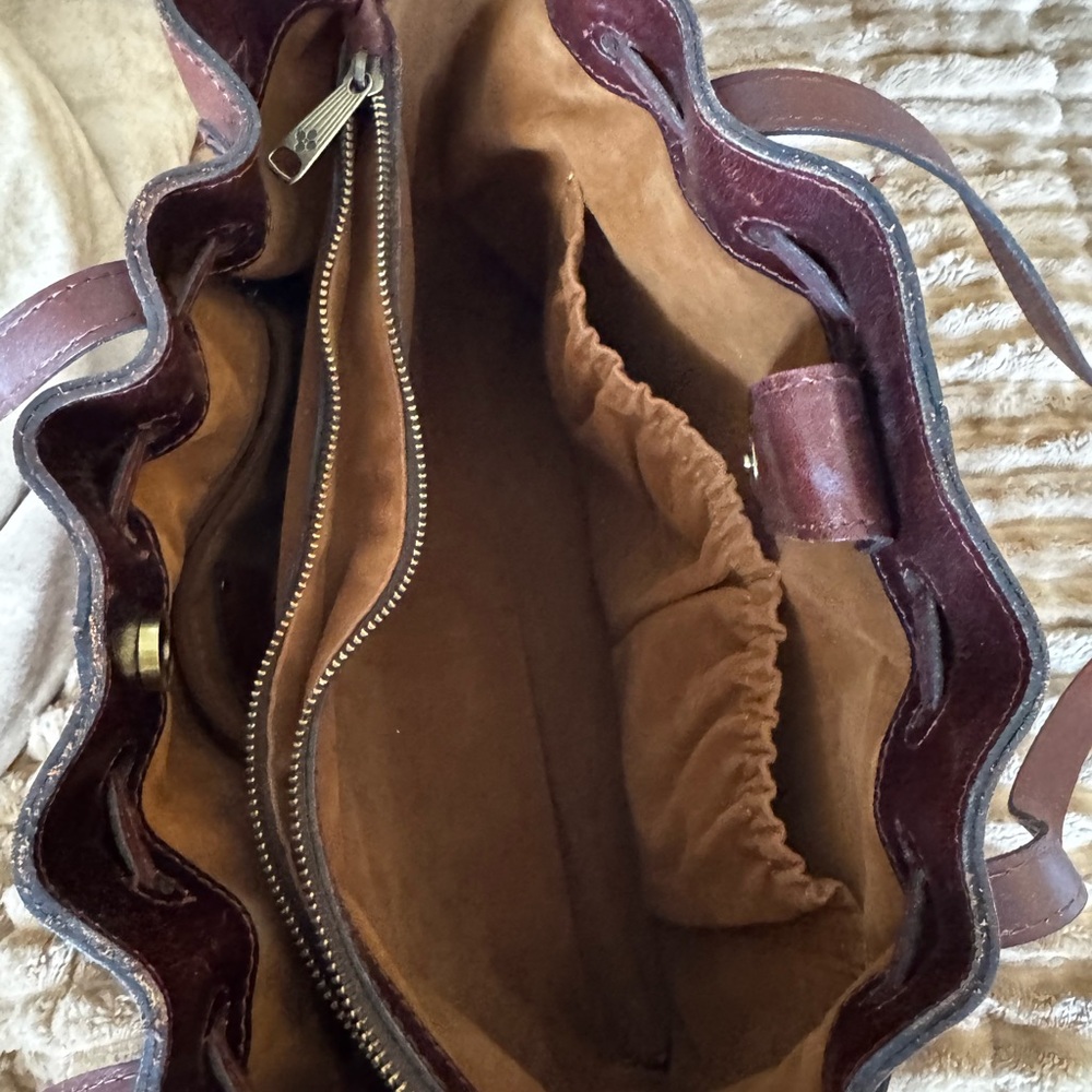 Patricia Nash Leather Drawstring Witney Tote - Distressed British Tan - Picture 8 of 12